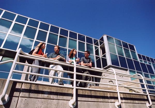 Students of the Bachelor of Arts, Major and Minor in Liberal Studies program in front of the library