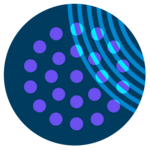 Dark circle with light purple dots and light blue lines